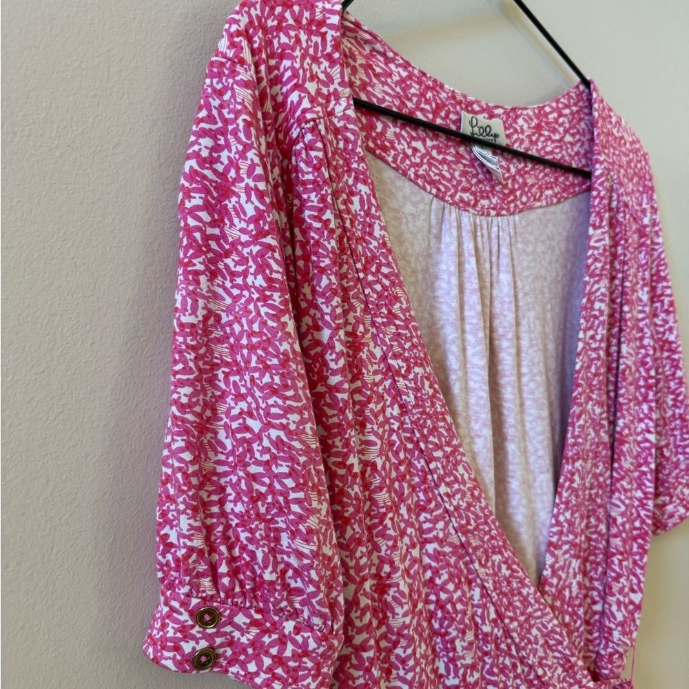 Vintage Lilly Pulitzer Wrap Dress in Pink and White Size Small - Picture 3 of 6